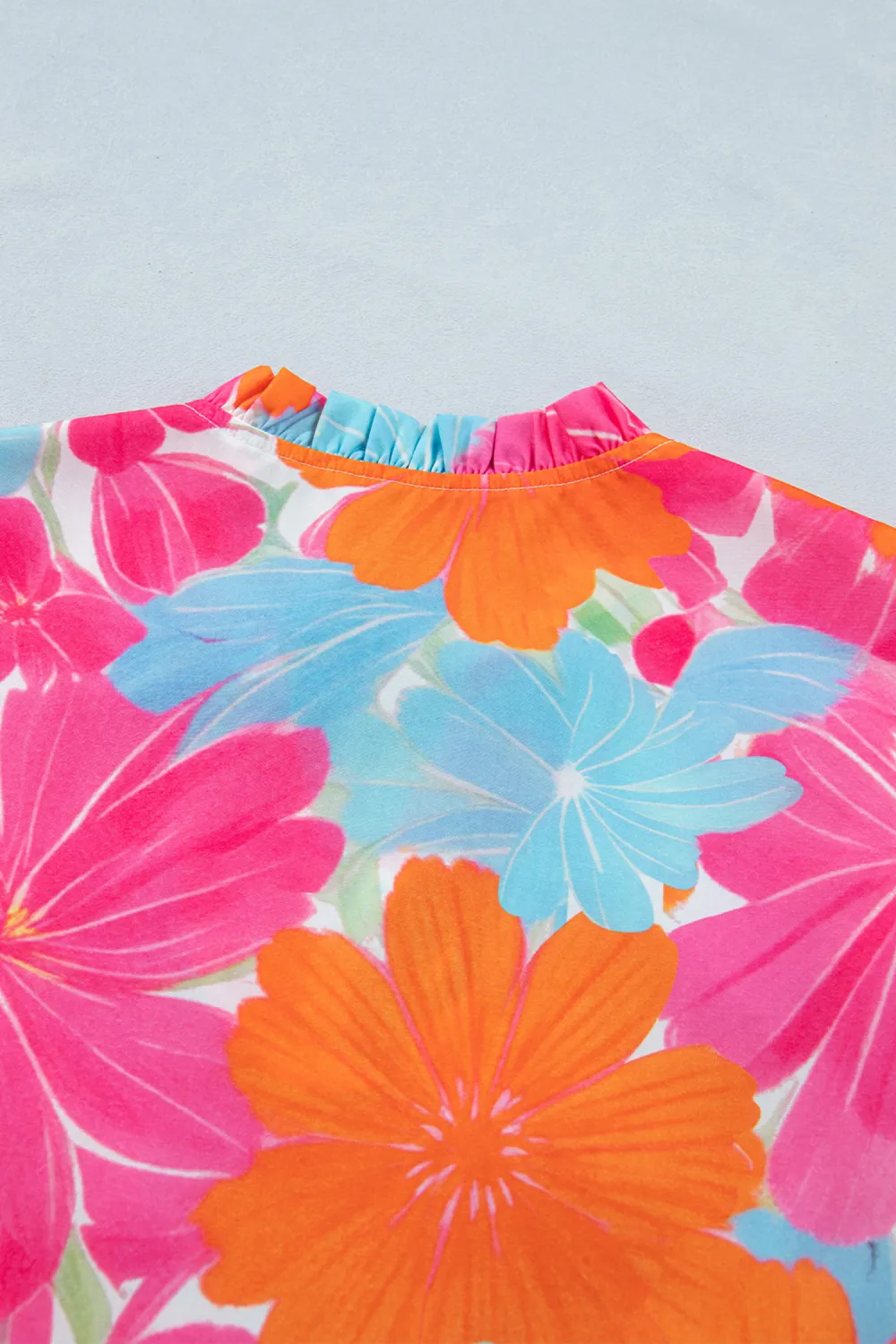 Multicolour Vibrant Flower Printed Tie Blouse