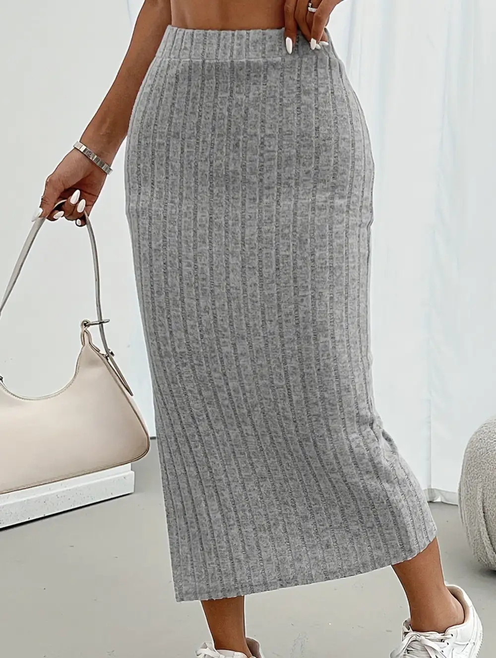 Slit High Waist Midi Skirt