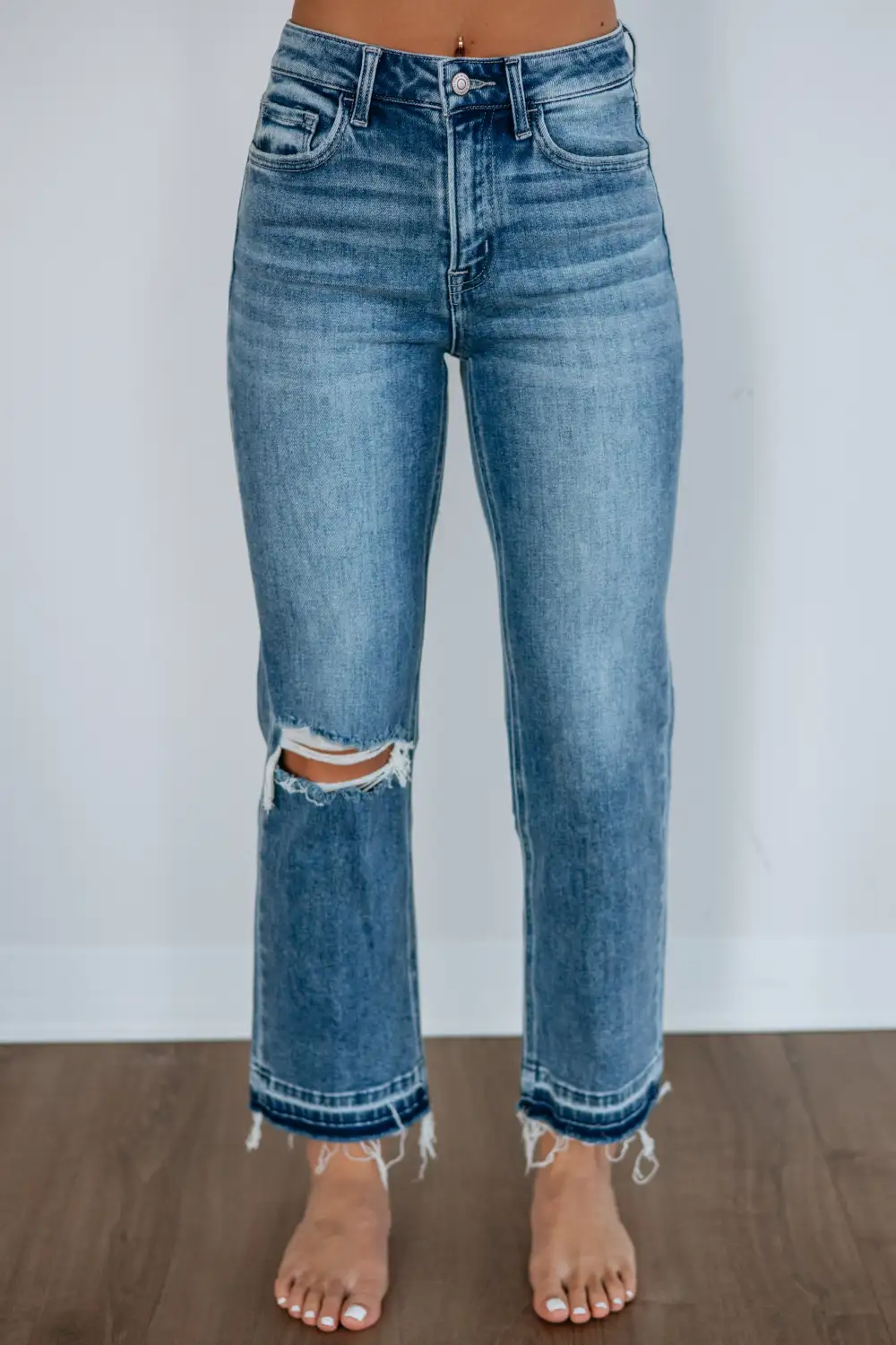 Women's High Rise Straight Leg Ankle Length Jeans
