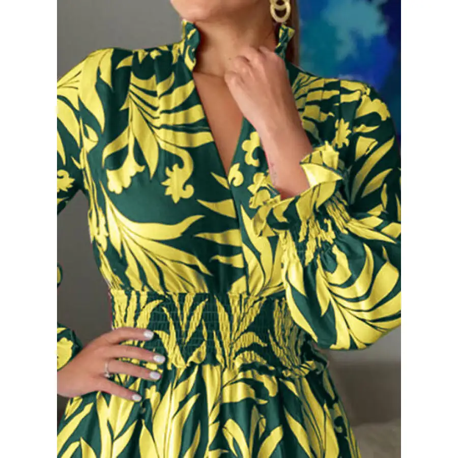 Printed Flounce Sleeve Maxi Dress