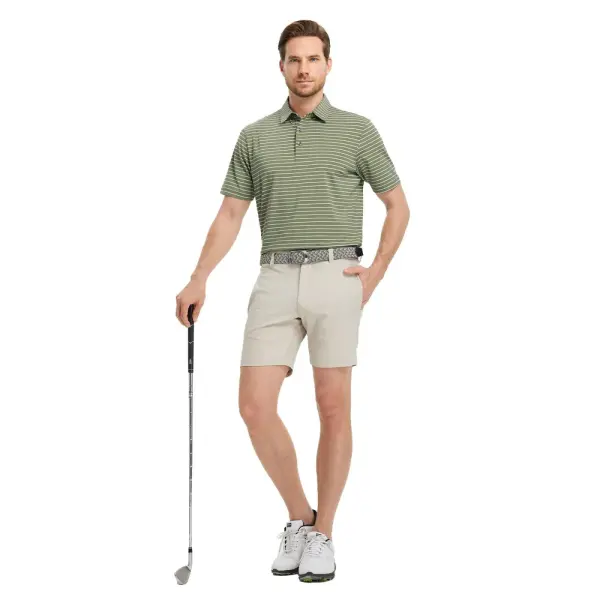 Men's Golf Striped Short Sleeve Polo Shirts Performance Comfortable Shirt