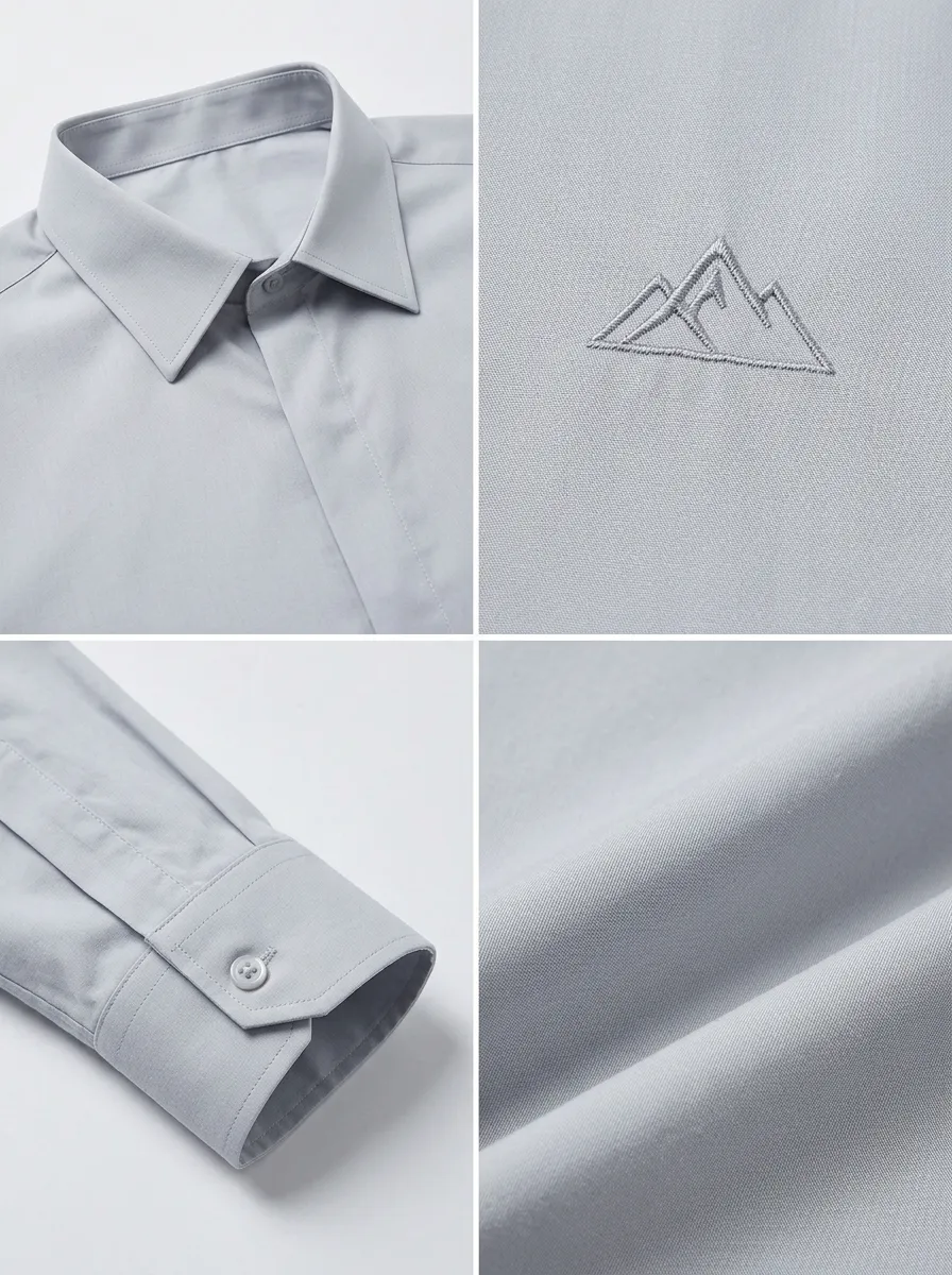 Men's Minimalist Mountain Logo Non-Iron Cotton Printed Shirt