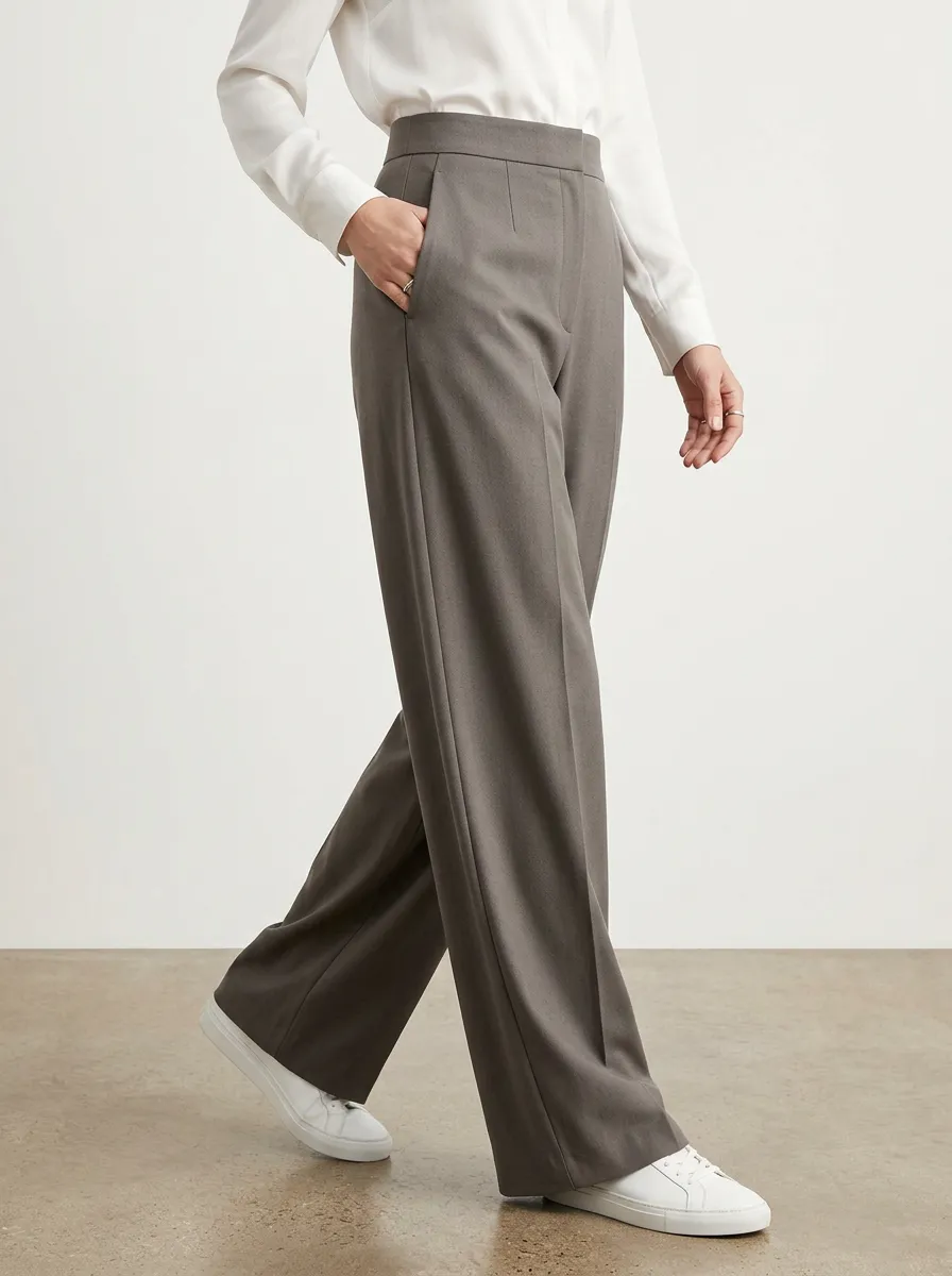 Wide-Leg High-Rise Tailored Minimalist Casual Wide Leg Pants
