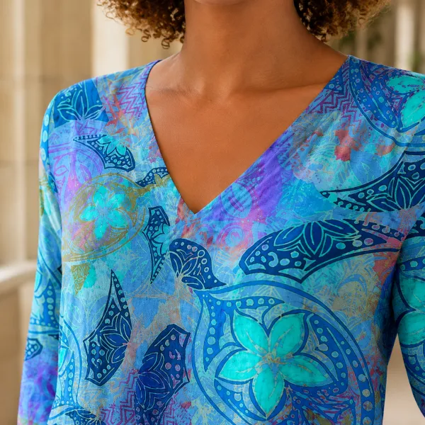 V-Neck Flowing Relaxed Blouse