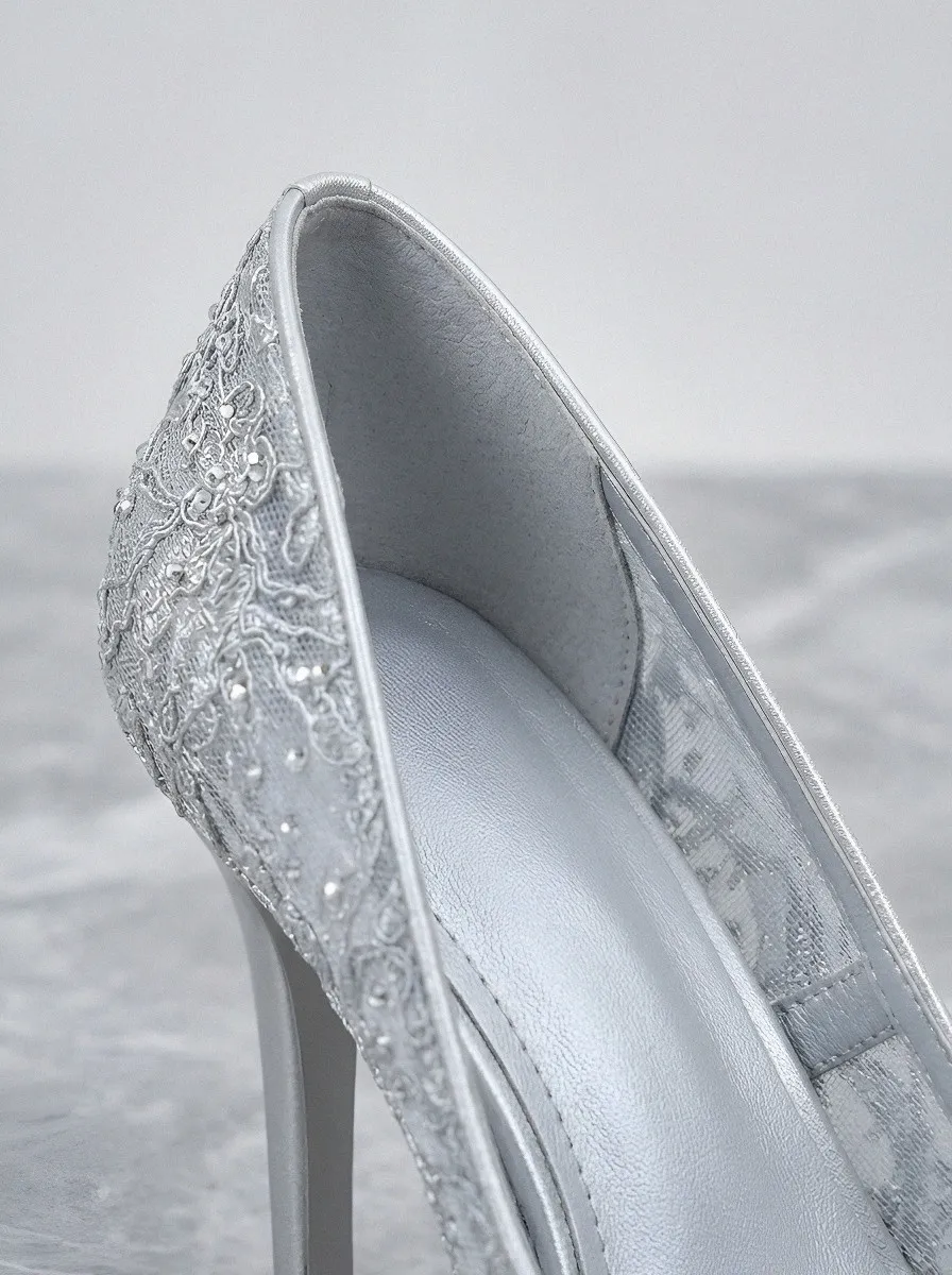 Floral Lace-Detail Embroidered Bridal-Inspired Women's Formal High Heels