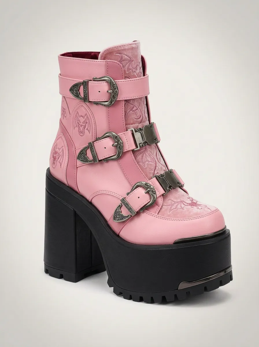 Nightfall Bat Buckle Style Women's Gothic Platform Boots