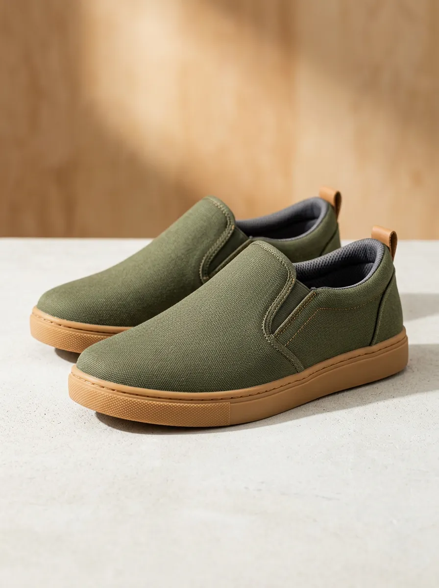 Outdoor-Inspired Slip-On Minimalist Look Men's Stretch Canvas Shoes