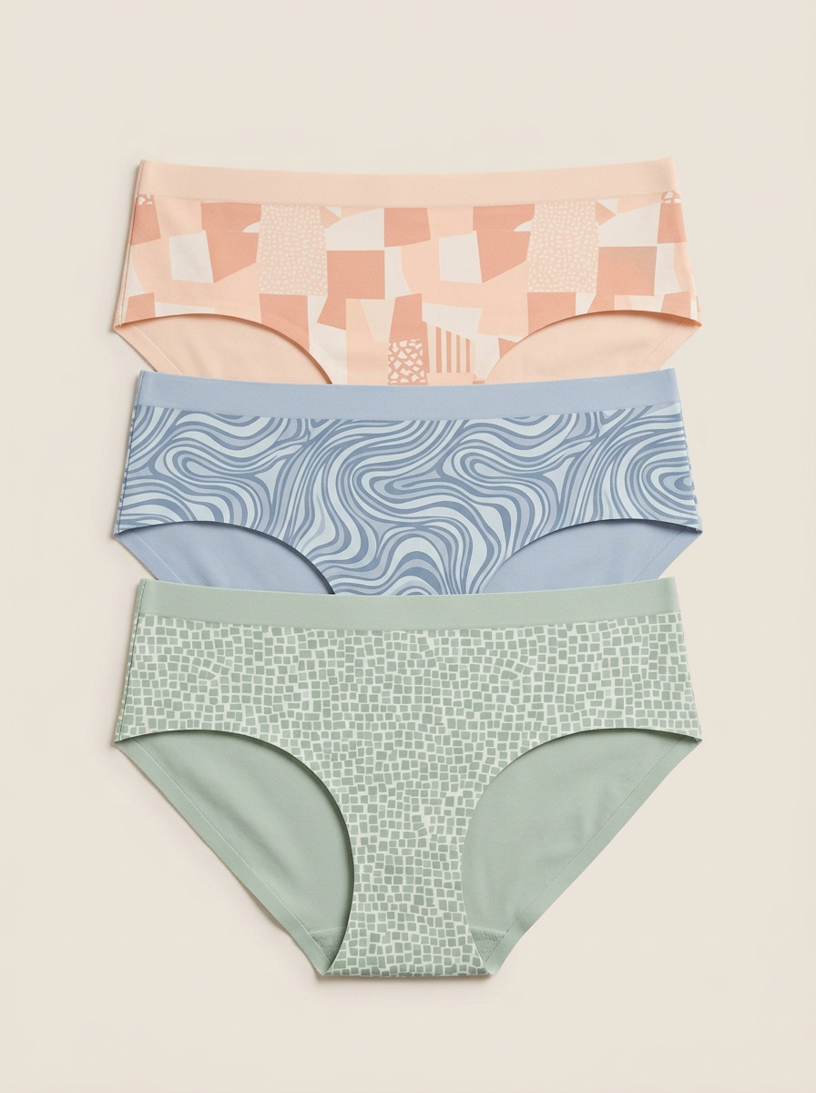 Women's Geometric Abstract Swirl Mosaic Three-Pack Panties