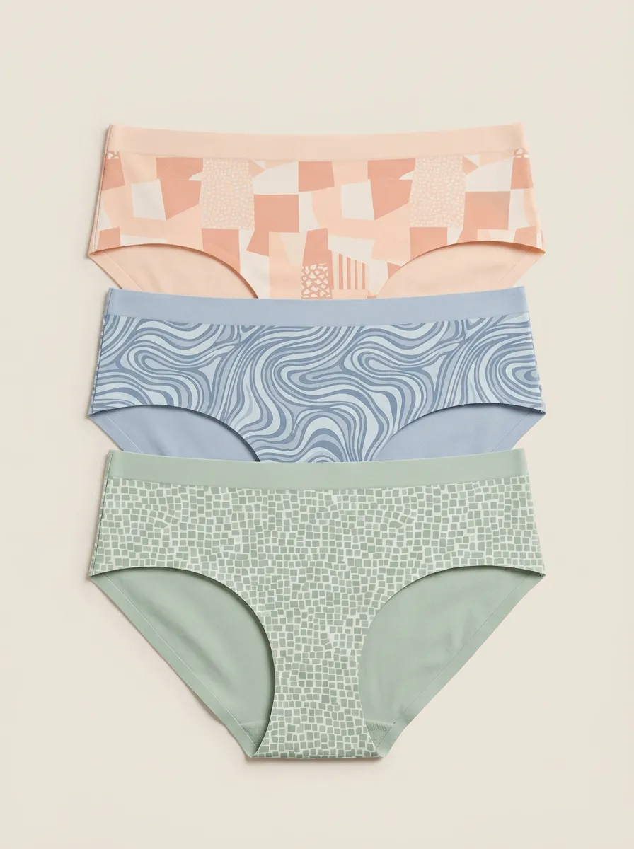 Women's Geometric Abstract Swirl Mosaic Three-Pack Panties