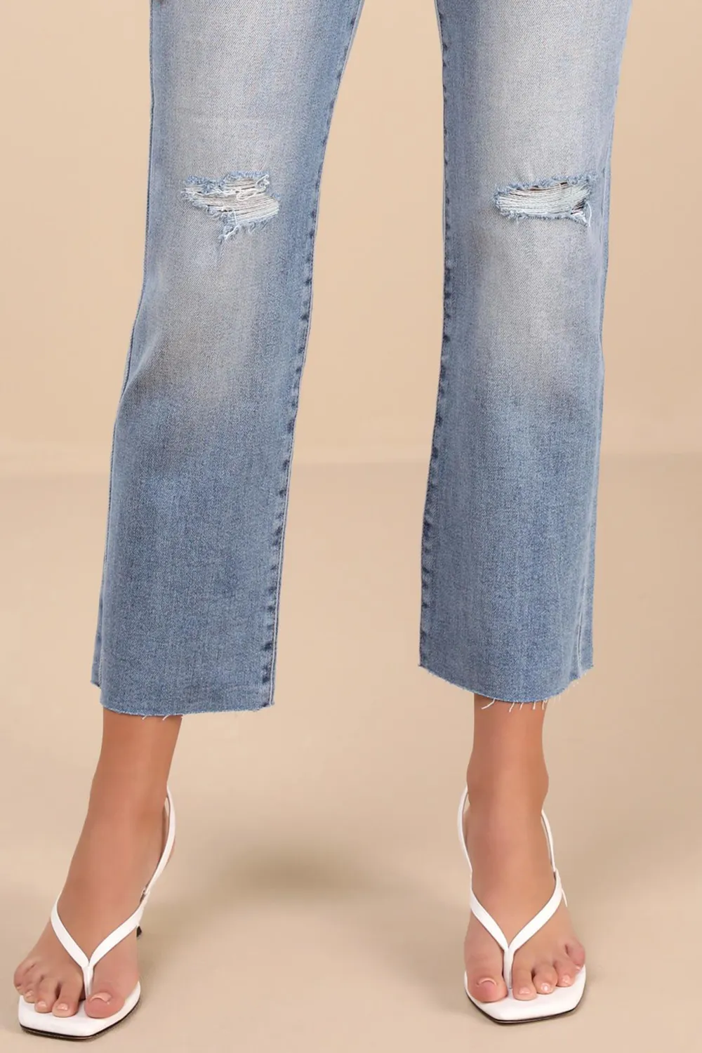 Daily Light Wash Denim High-Rise Distressed Mom Jeans
