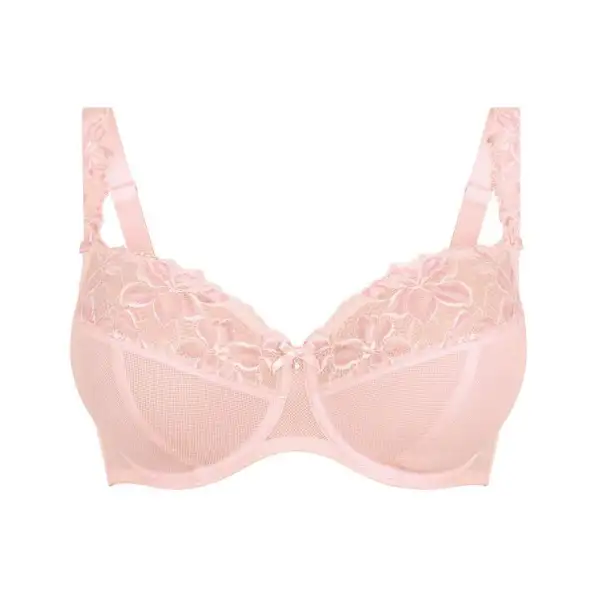 Women's Full Coverage Underwire Side Support Four-Part Cup Stretch Lace Lace Mesh Bra