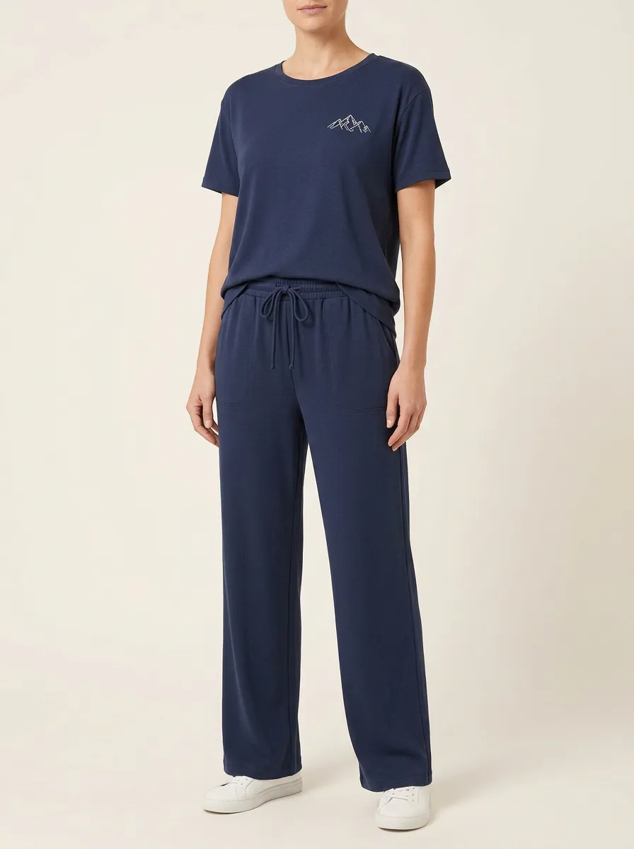 Women's Mountain Graphic Crewneck T-Shirt and Wide-Leg Pants Set