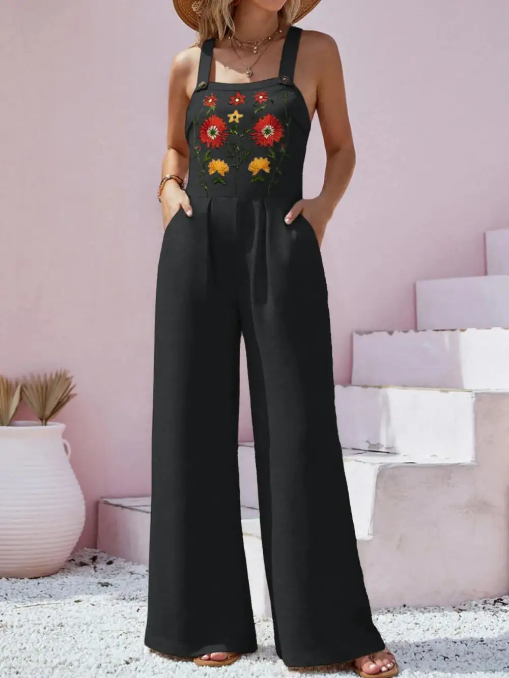 Polished Floral Wide Leg Jumpsuit