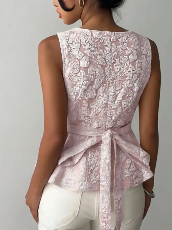 Jacquard Peplum Tank