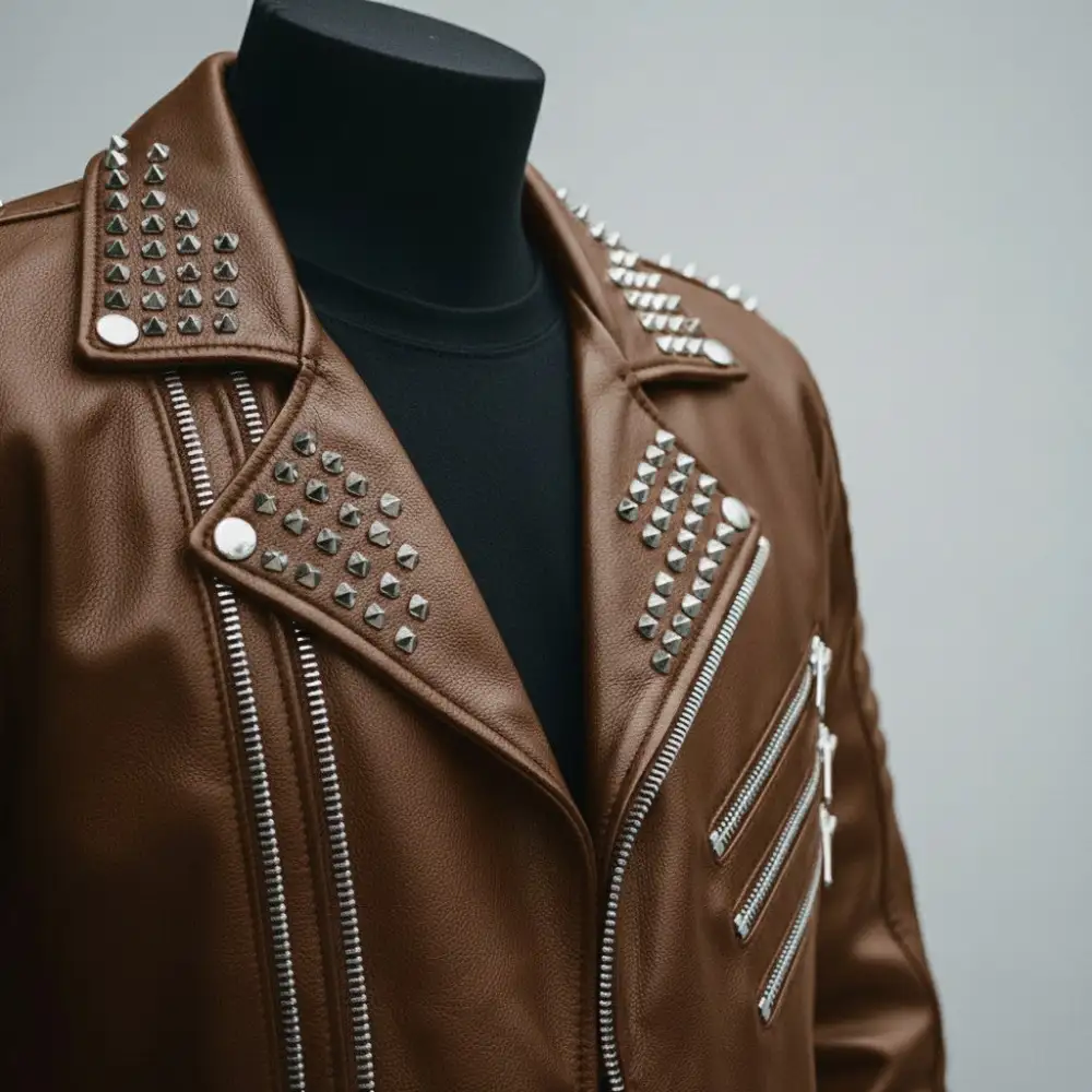 Classic Lambskin Biker Motorcycle Studded Jacket