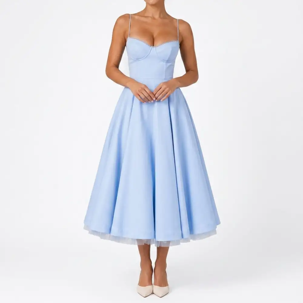 Corset Satin Midi Dress