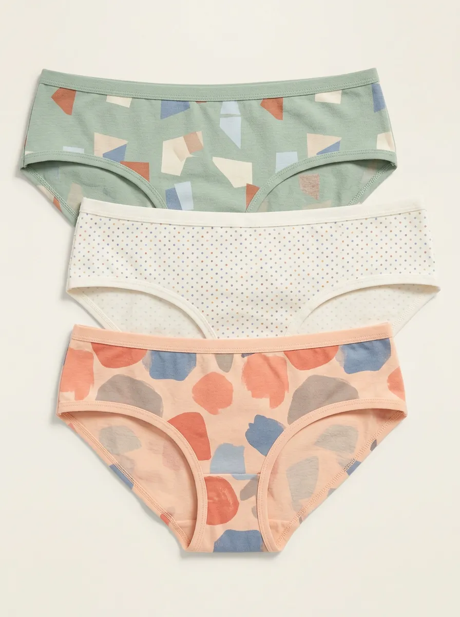 Mid Rise Polka Dot Dot Bikini Printed Briefs Three Pack