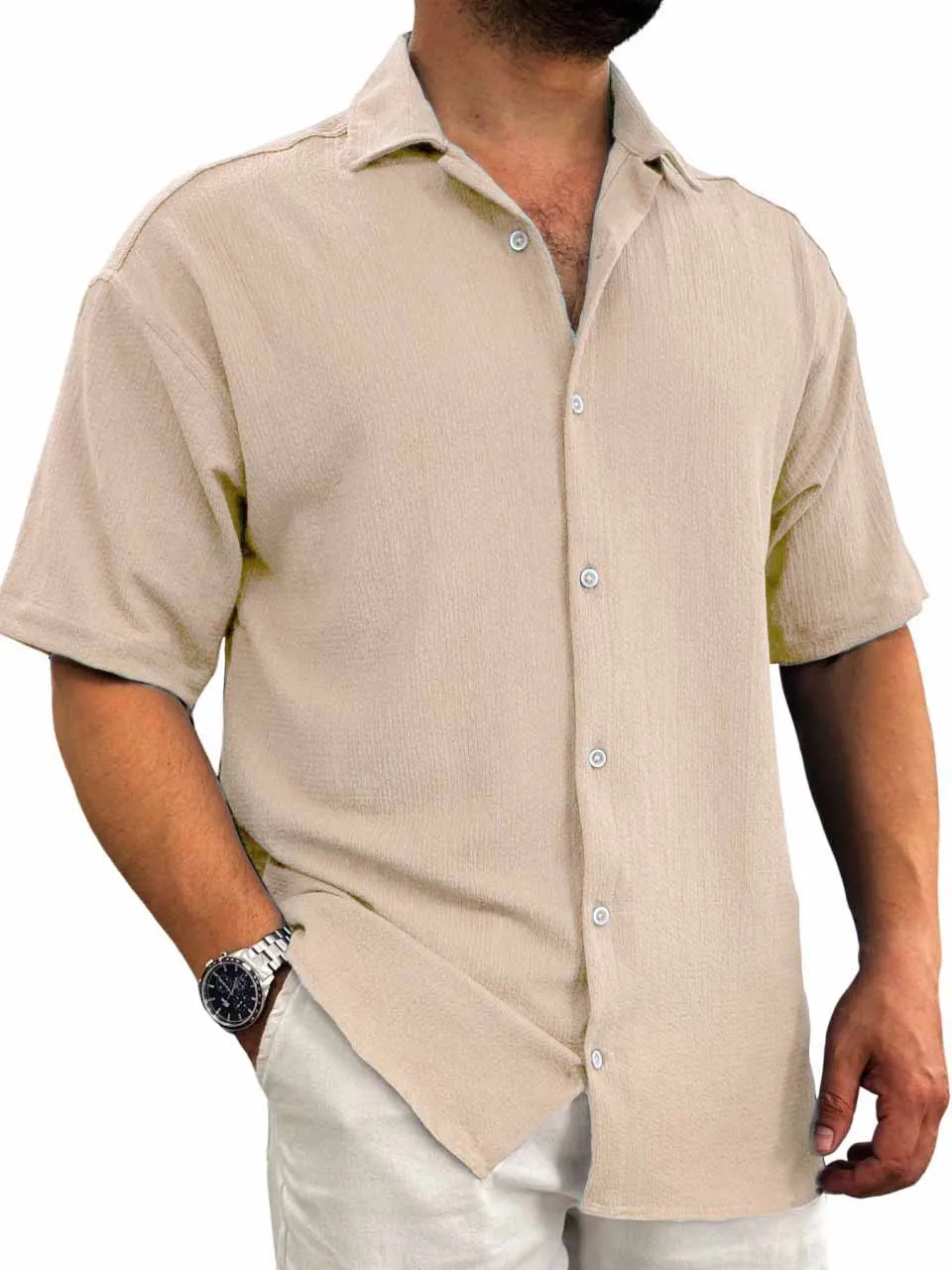 Layered Short Sleeve Button Front Shirt