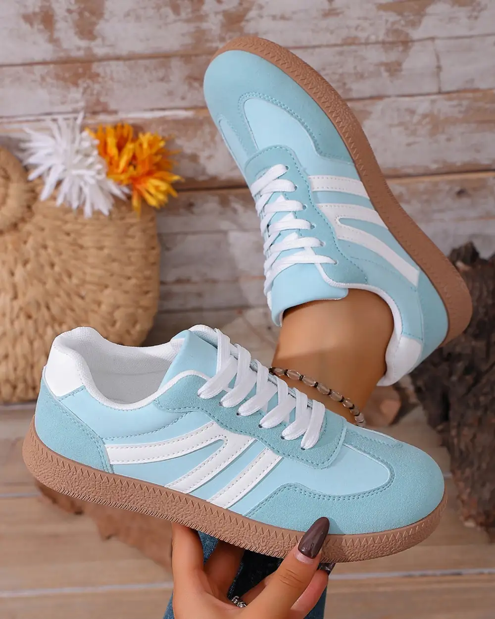 Striped Patchwork Casual Sneakers
