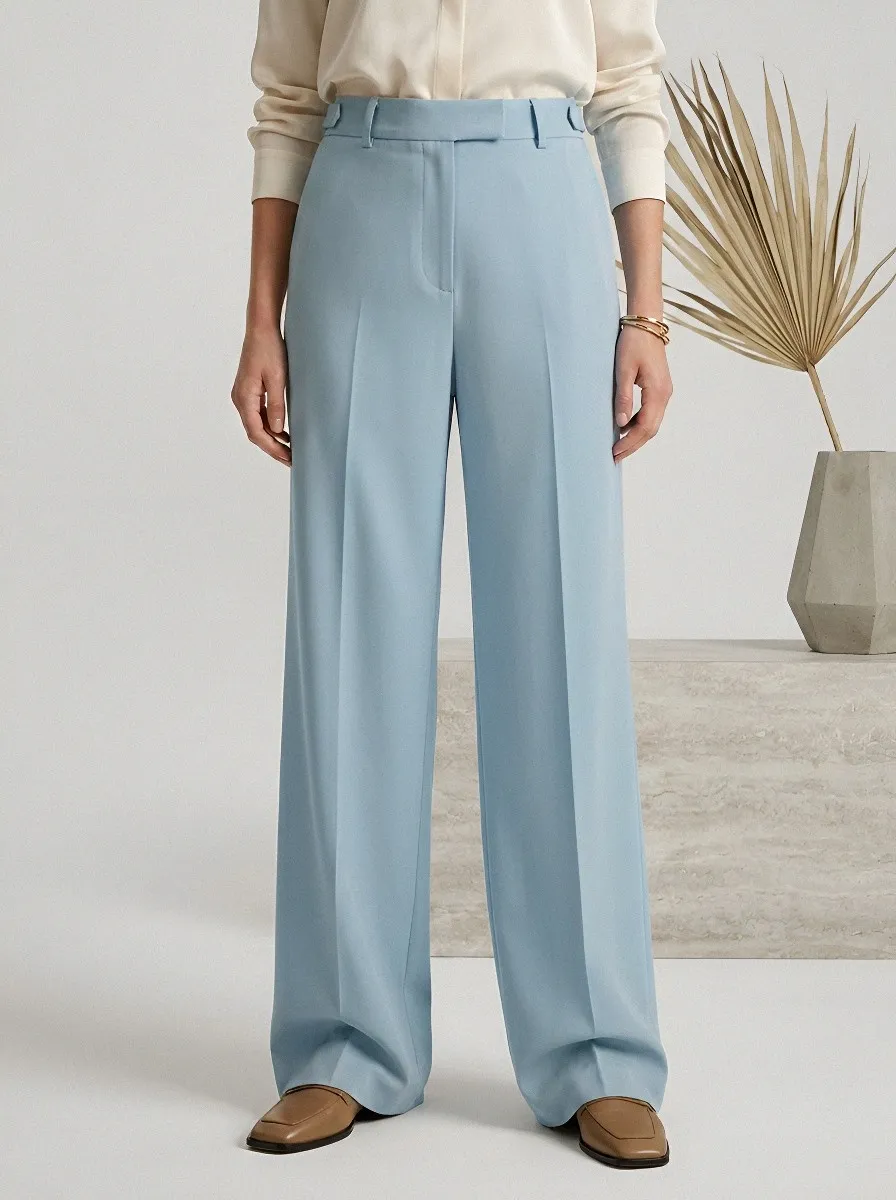 High-Waist Minimal Draped Women's Wide-Leg Trousers