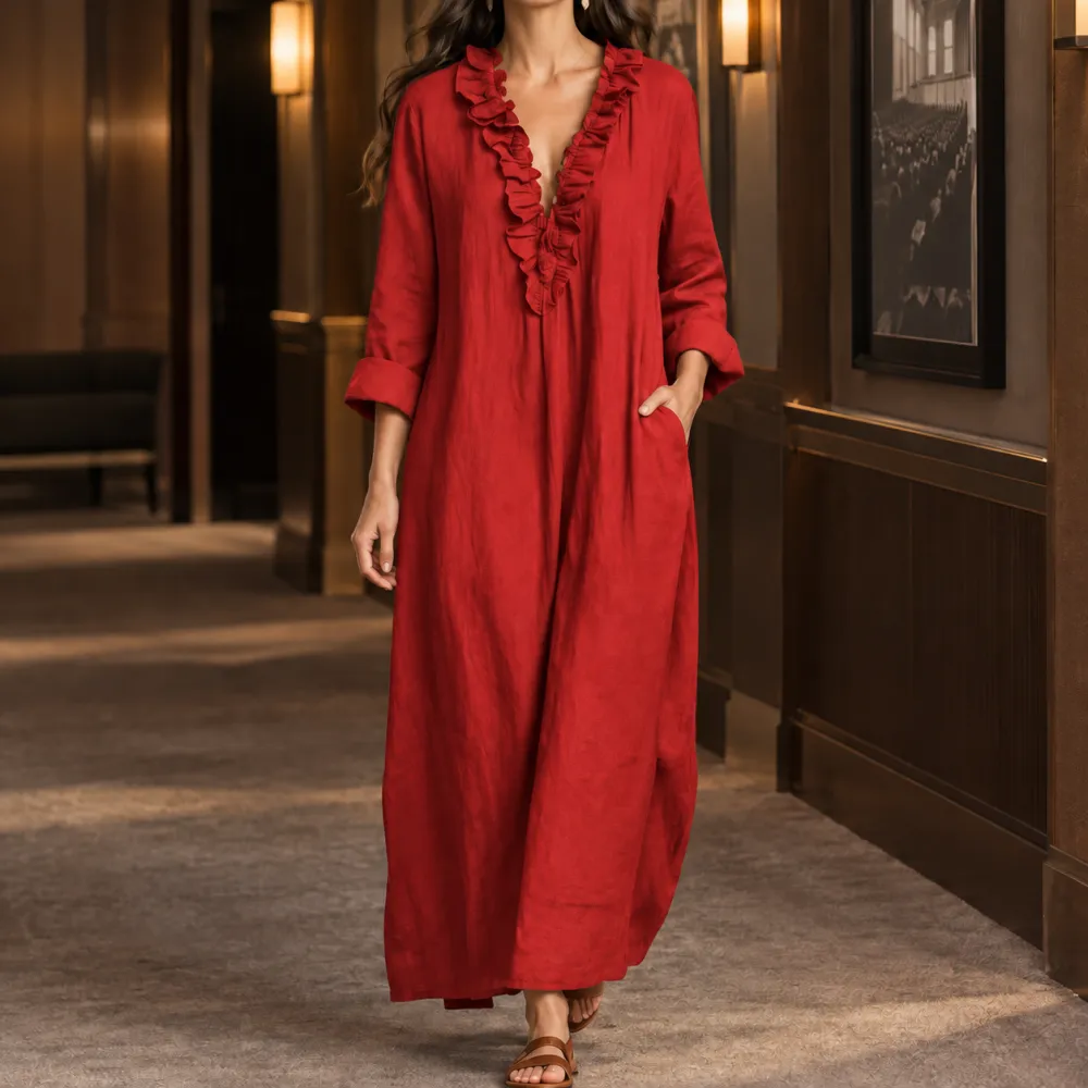 Modern Refined Women's Ruffle Maxi Dress