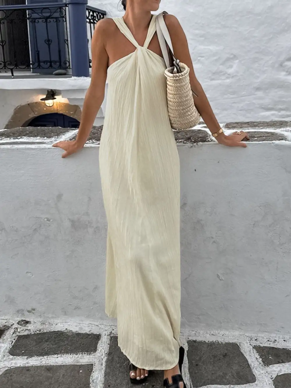 Drape Halter Maxi Dress