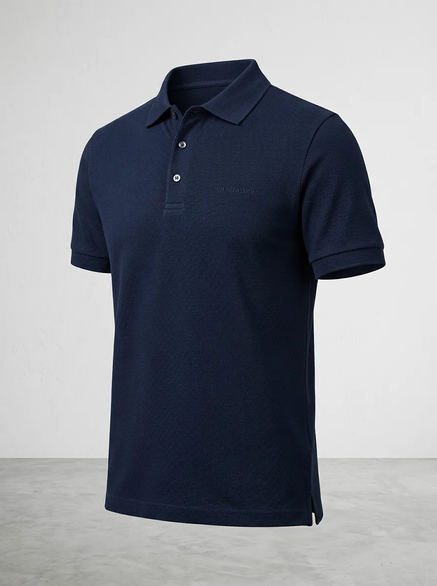 Textured Embroidered-Detail Men's Polo Shirt