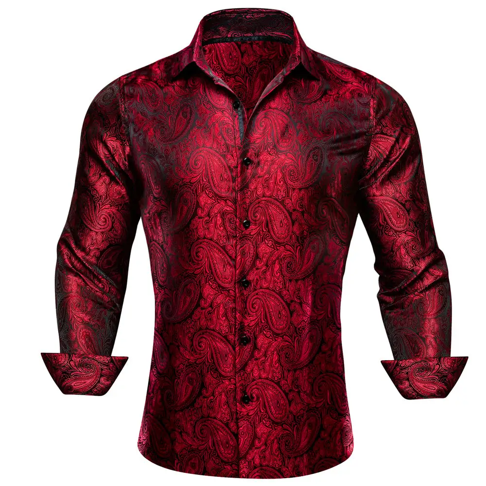 Modern Paisley Long Sleeve Silk Casual Shirt