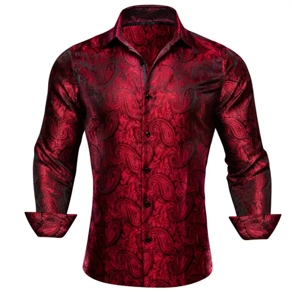Modern Paisley Long Sleeve Silk Casual Shirt