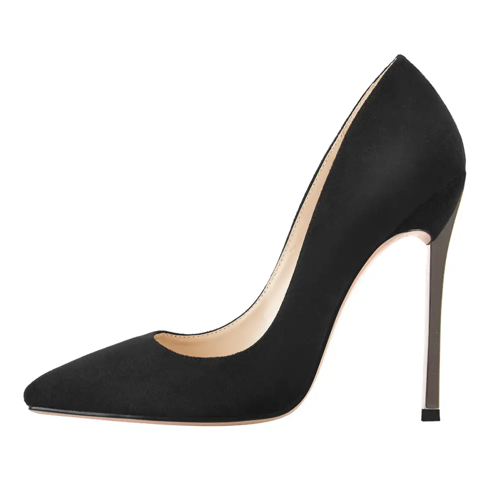 Modern Patent Finish Pointed Toe Metal Heel Pumps