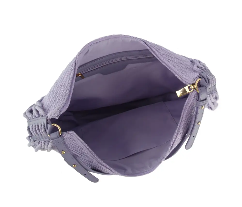 Curved Texture Fringe Shoulder Bag