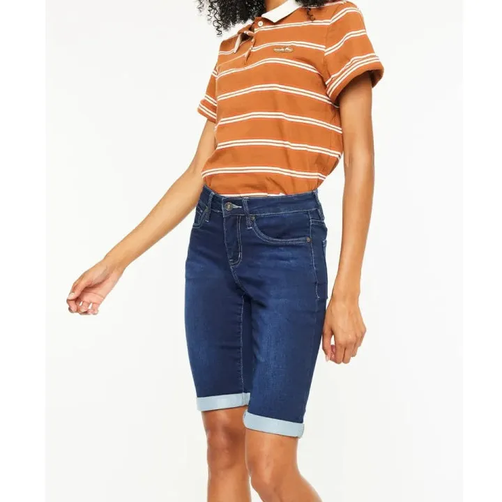 Mid Rise Bermuda Denim Shorts