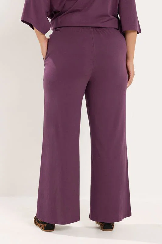 Purple Jersey Wide Leg Trousers detail 2