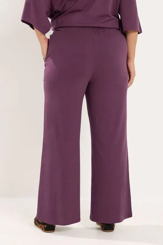 Purple Jersey Wide Leg Trousers