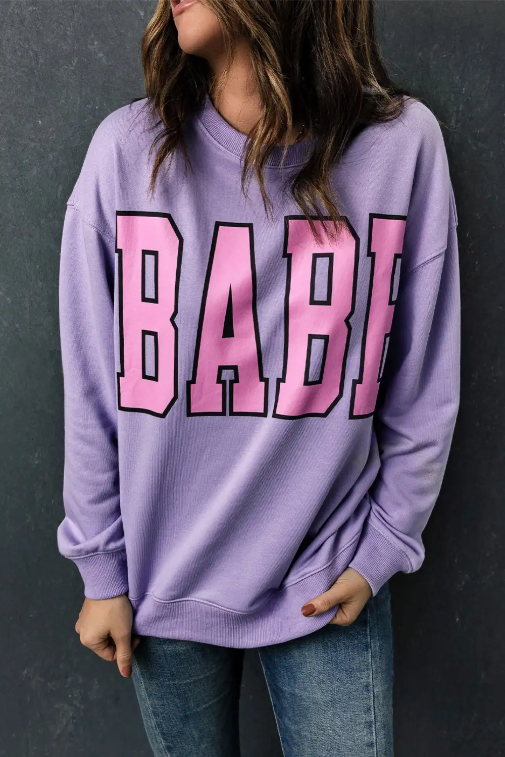 BABE Letter Graphic Sweatshirt