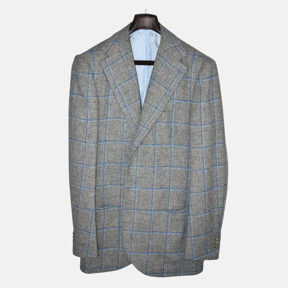 Tailored Checkered Wool Blazer Jacket