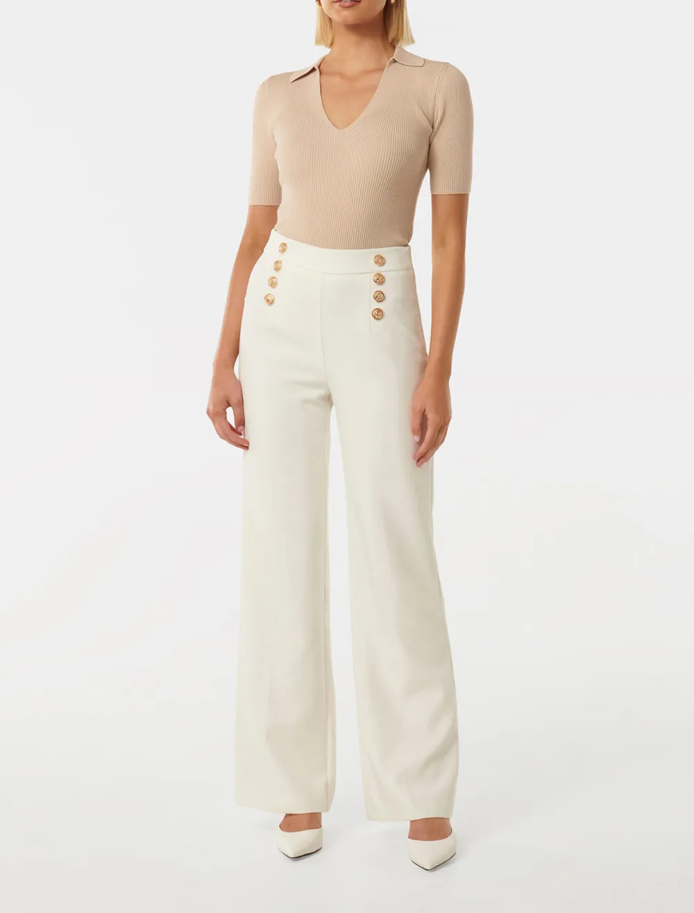 S/S Collar Knit Top