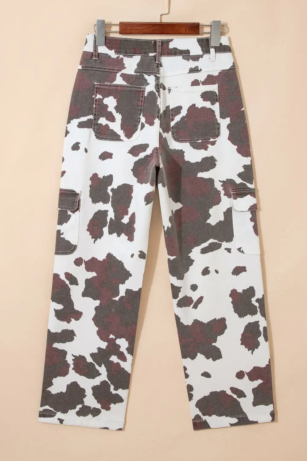Women's Cow Spots Printed Multi Pocketed Jeans