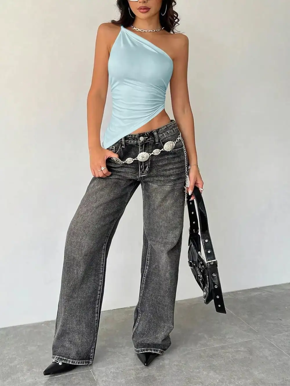 Asymmetrical One Shoulder Slim Fit Camisole Top