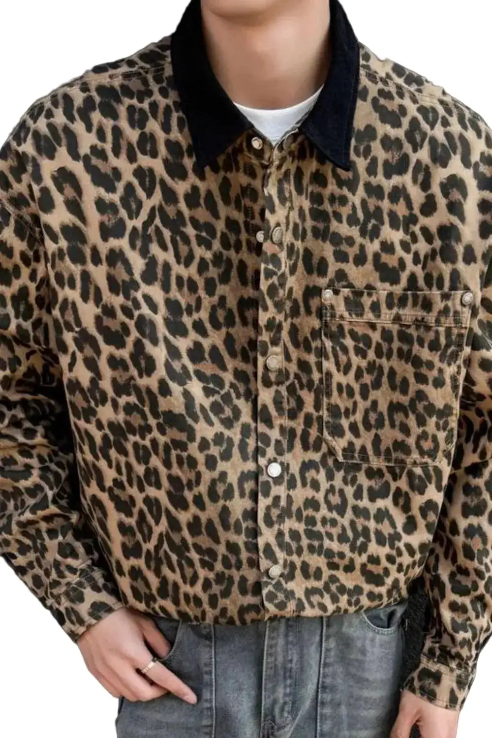 Snap Down Leopard Print Shirt