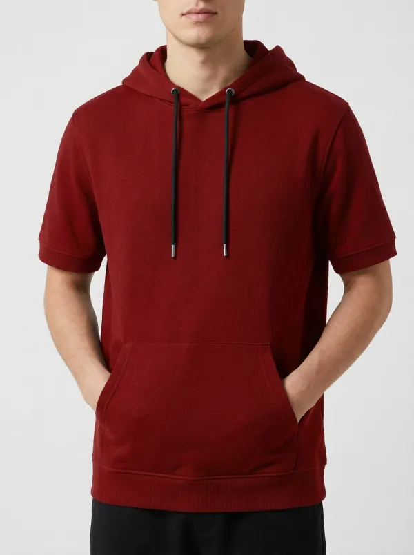 Casual Short Sleeve Minimalist Solid Daily Wear Men's Hoodie