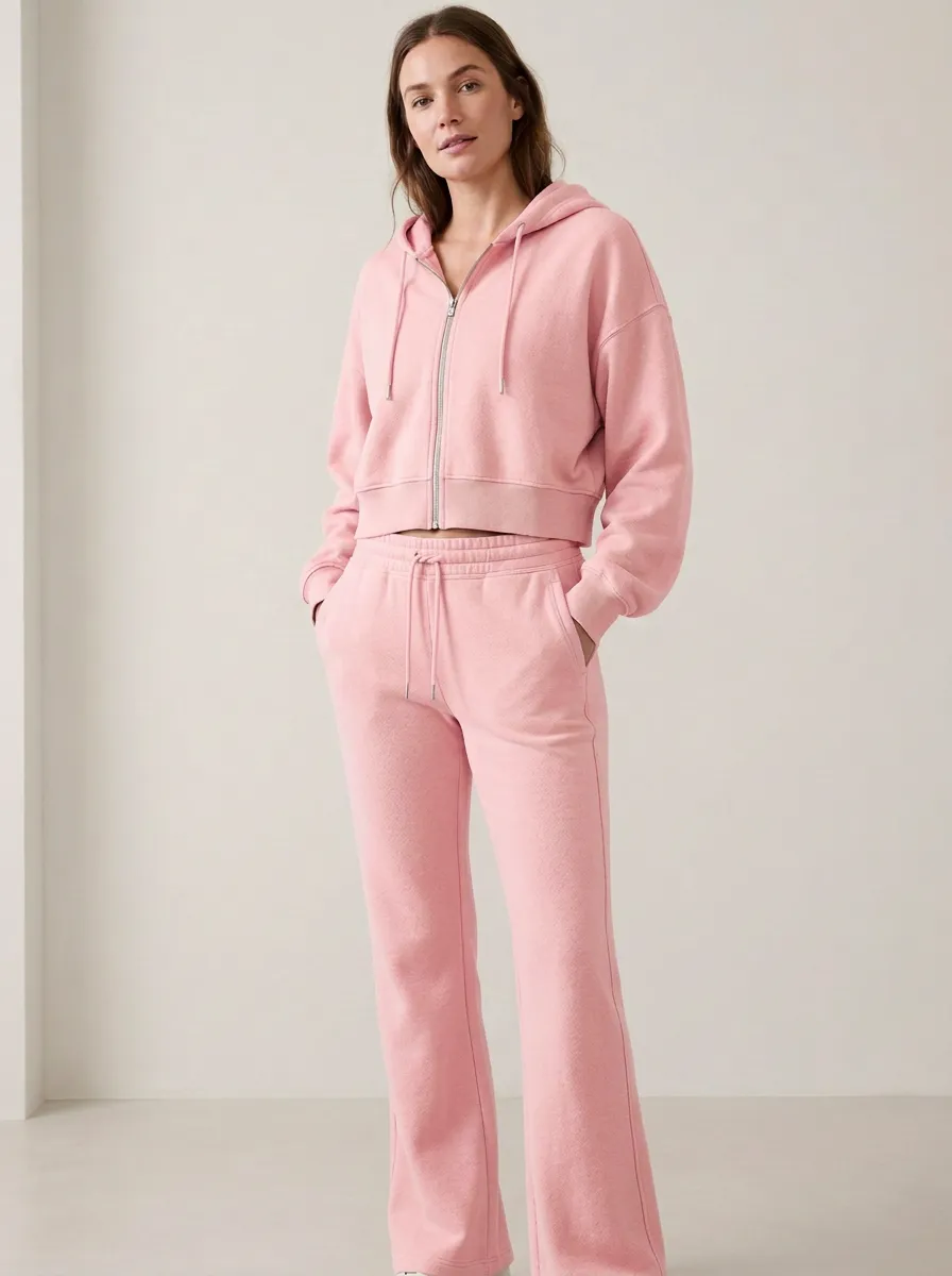 Women's Utility Minimal Cropped Hooded Jacket and Flare Pants Active Set