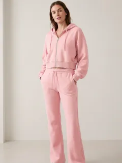 Women's Utility Minimal Cropped Hooded Jacket and Flare Pants Active Set