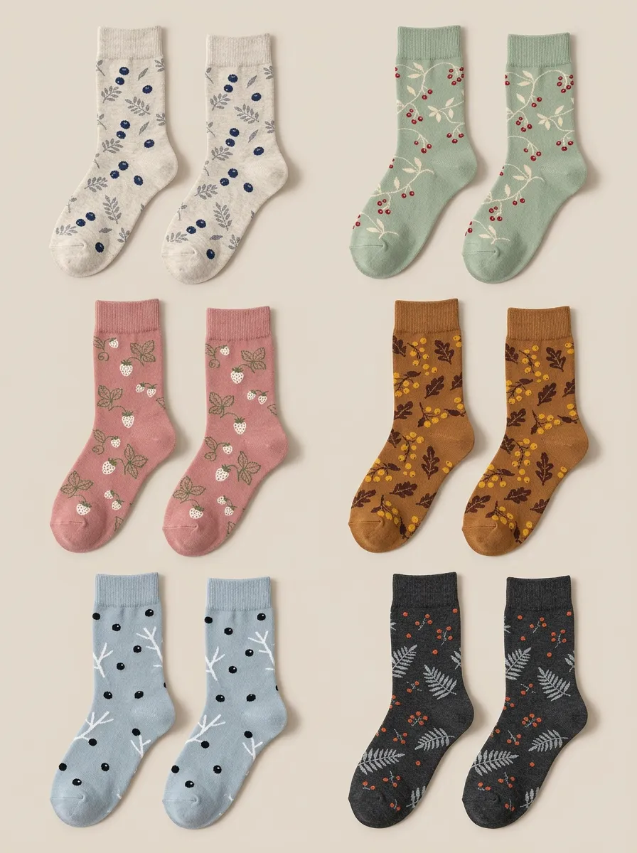 Women's Berry & Leaf Botanical Crew Sock Set