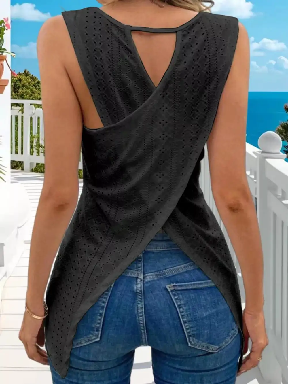 Criss-Cross Knit Tank Top