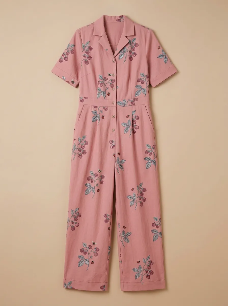 Women's Graphic-Print Short-Sleeve Jumpsuit