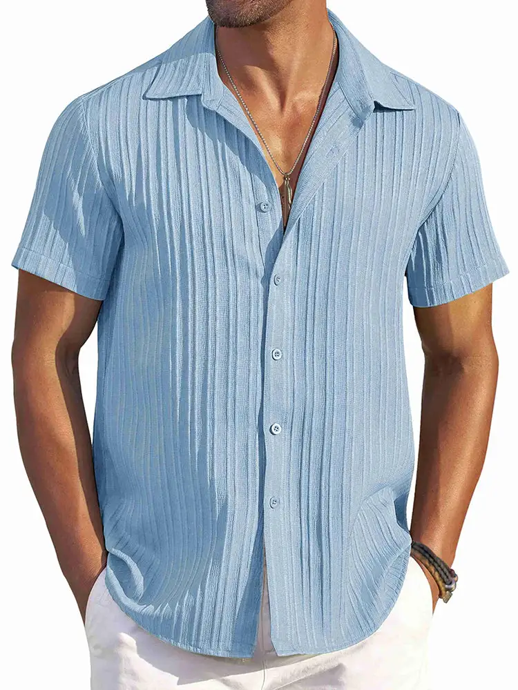 Clean Placket Textured Woven Shirt