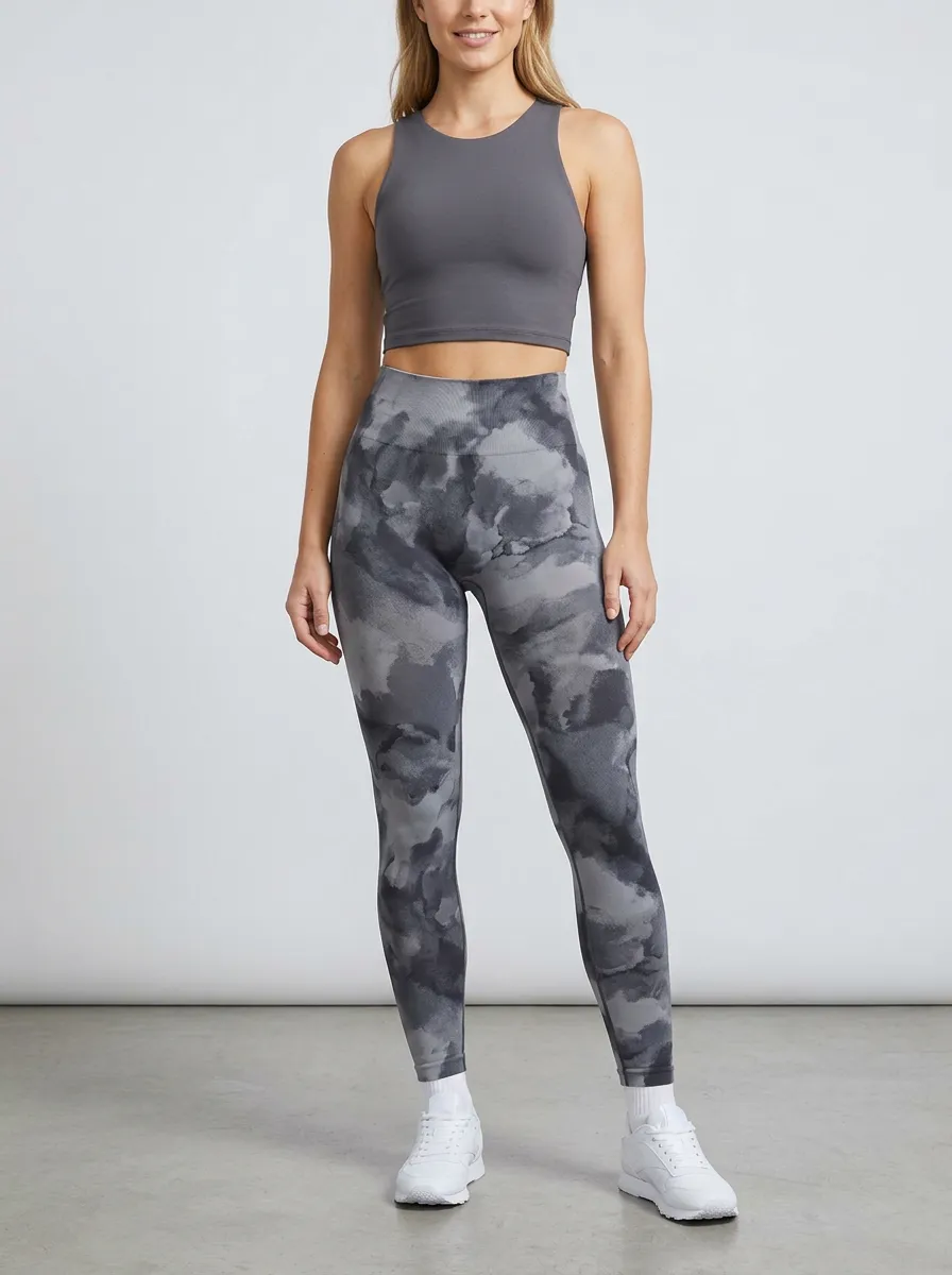 Women's Abstract-Print Ankle-Length Seamless-Look Clean-Finish High-Rise Leggings