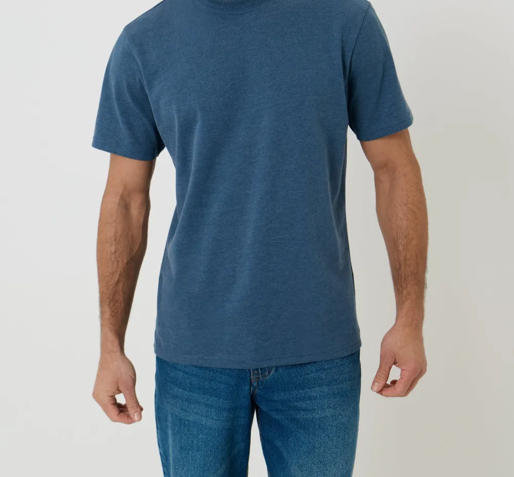 Men's Blue Heather Peached Crewneck T-Shirt