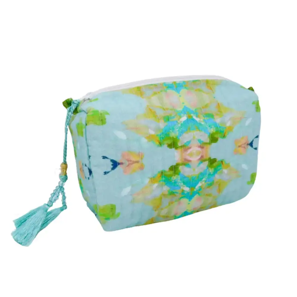 Roomy Zip Cotton Blend Makeup Bag